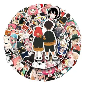 50pcs Laptop Vinyl Pvc Anime Vinyl Stickers Holographic Waterproof Sticker Anime Cartoon Spy Family Sticker