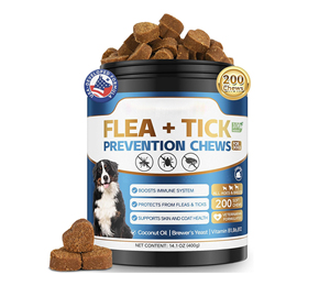 Friandises à Mâcher Douces pour Chiens Ingrédients Naturels Absorption Rapide Traitement <span class=keywords><strong>Anti</strong></span>-<span class=keywords><strong>Puces</strong></span> et Tiques Protection Longue Durée Soulagement des Démangeaisons - Product Image 1