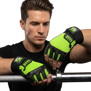 Gants de musculation réglables robustes en cuir respirant à demi-doigts antidérapants pour la fermeture unisexe Fitness - Product Image 1