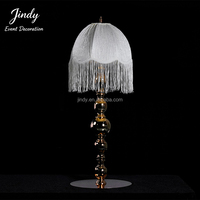Lampe de table de mariage victorienne avec abat-jour en tissu à franges, centre de table, abat-jour à pompons, support lumineux LED pour décoration de mariage