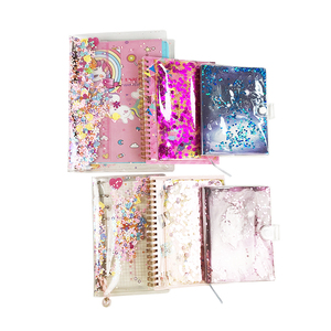 Cute Cartoon Girly A <span class=keywords><strong>Spirale</strong></span> Sabbie Mobili Paillettes Rosa In <span class=keywords><strong>Plastica</strong></span> di Copertura Notebook - Product Image 3