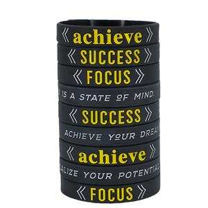 Pulseras de Silicona Motivacionales con Grabado Redondo, Duraderas, para Enfocarse en el Éxito y Lograrlo - Product Image 1