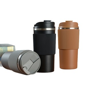 Gobelet isotherme en acier inoxydable 304 avec manchon en silicone antidérapant, tasse à café portable pour voiture et usage extérieur - Product Image 4