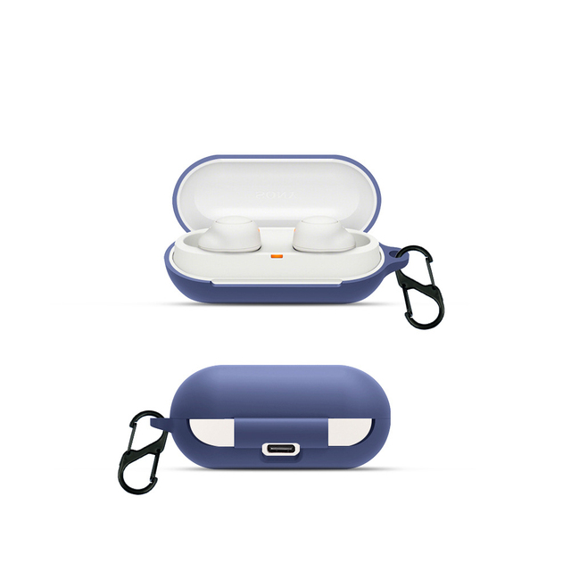 Soft Silicone Full Protection Earphone Charging Box Case for Sony WF-C500 Wireless Earbuds with Carrying Hook