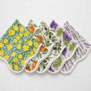 Serviette en coton à motif citron imprimé, 70x70cm, forme carrée, style méditerranéen, décoration de table, faite à la main, lavable en machine - Product Image 5