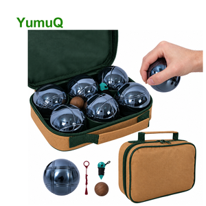 Ensemble de boules de pétanque en métal YumuQ personnalisé de 73 mm, 6 pièces, jeu de pelote à balle pour l'extérieur avec pallino et étui de transport - Product Image 1