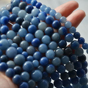 Natural Stone Round <b>Beads</b> <b>Blue</b> Aventurine Loose <b>Beads</b> For Jewelry Making Bracelet Accessories 6mm 15inch Strand - Product Image 2