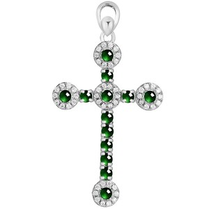 प्राकृतिक जैडे जेड पेलेंट ग्रीन क्रॉस-925 सिल्वर यूनिसेक्स महिलाओं के गहने फैशन धर्म मूल डिजाइन d629 - Product Image 5