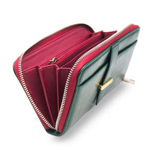 <span class=keywords><strong>Portafoglio</strong></span> Lungo Personalizzato per Donne, Nuovo Colore <span class=keywords><strong>Verde</strong></span> con Blocco RFID e Cerniera - Product Image 4