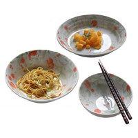 Vaisselle en céramique imprimée de style japonais, ensemble d'assiettes profondes et de bols à manger pour la maison, l'hôtel, la fête, le mariage et le restaurant