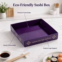 Boîte d'emballage pour sushis en carton ivoire avec ruban et marquage à chaud pour restaurant japonais à emporter, recyclable