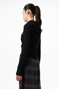 Streetwear Daily Casual Y2K Slim Fit Style <b>Full</b> <b>Zip</b> Drawstring Hood Rib Hem Cropped Women's Knit Hooded <b>Cardigan</b> - Product Image 2