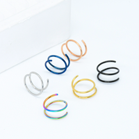 Bijoux de piercing corporel tendance en acier inoxydable, anneaux de nez à ressort géométriques 1,5 boucle pour narines