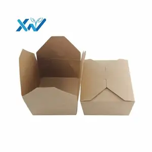 Disposable custom printed kraft paper fast food packaging box from china source factory supplier