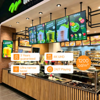 Affichage numérique LCD intérieur haute luminosité 1200 nits avec logiciel CMS, panneau de menu modulaire à fixation murale