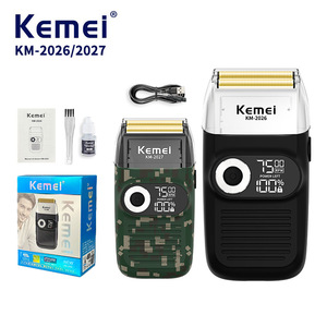 Raseuse rotative électrique Kemei de haute qualité KM-2026 2027, tondeuse à barbe rechargeable à double lame <span class=keywords><strong>pour</strong></span> hommes avec écran numérique - Product Image 1