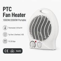 Fanlı Isıtıcı Taşınabilir Seramik PTC Alan Elektrikli Isıtıcı 2 Isı Ayarı 1000W 2000W Aşırı Isınma Koruması Devrilme Anahtarı VDE Ofis Masası Isıtıcısı