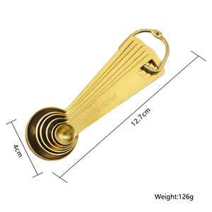 Muỗng Cà Phê Và Muỗng Canh Bộ 6 Muỗng Đo Vàng Bằng Thép Không Gỉ Có Móc Khóa - Product Image 5