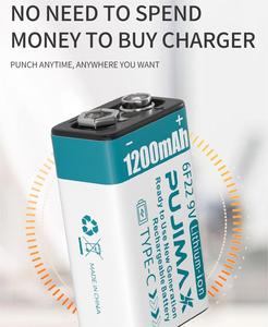 PUJIMAX Stock en gros Nouveau 1200mAh 9V Batterie au lithium rechargeable USB universelle Type C Charge Li-ion Boîte électrique Guitare - Product Image 4