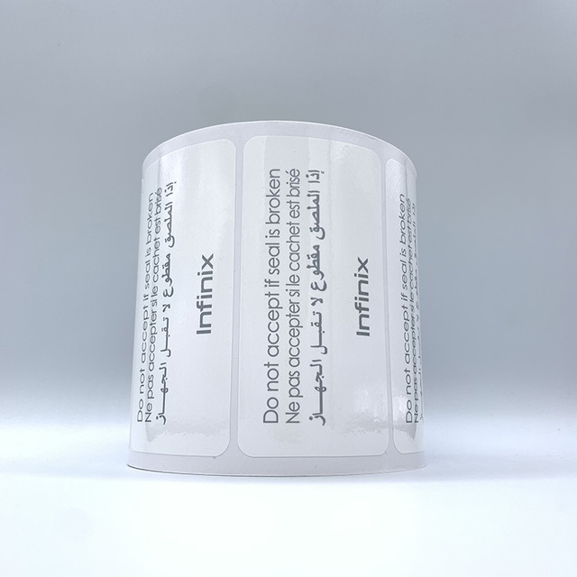 Custom Printed Private Brand Fragile Sticker Eggshell IML Label Mobile Phone Computer Electronic Warranty Seal Synthetic Paper