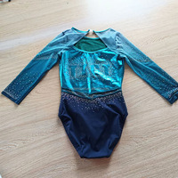 Superbe justaucorps de gymnastique et de danse personnalisé pour femme, à manches longues, en spandex, orné de strass, style mystique, pour entraînement court