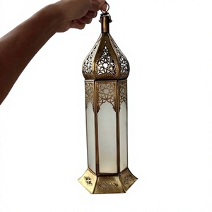 Customizable Designs Metal & Fibre <b>Glass</b> <b>Lantern</b> Candle Holder Heat Resistance Durable Good Quality <b>Lanterns</b> Ramadan Decoration - Product Image 1