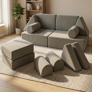 Canapé modulaire pour enfants avec revêtement en cuir PU et rembourrage en mousse, design en forme de L, pour mobilier d'activités pour enfants - Product Image 2