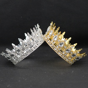 Tiara de diamantes de imitación grande redonda de estilo <span class=keywords><strong>baroco</strong></span>, accesorios para pastel, corona de diamantes de imitación para Navidad para decoración de flores o cabello - Product Image 5
