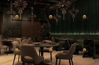 Conception graphique d'intérieur de bar et de restaurant élégant, idée de design commercial pour restaurant, table et chaise modernes pour restaurant et café
