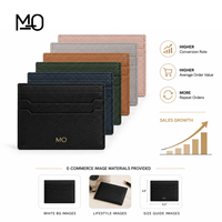 Porte-cartes en cuir noir minimaliste et fin avec texture croisée et fentes horizontales pour projets de cadeaux d'entreprise