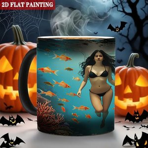 Mug à changement de couleur noir givré 11oz en céramique réutilisable, tasse quotidienne écologique sans BPA - Product Image 6