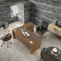 Bureau de direction modulaire en L GENOVA de luxe pour 1 personne, convertible, panneau moderne en bois MFC, modèle 66B1408