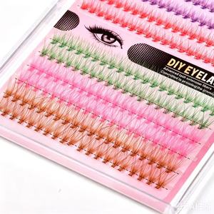 Extensions de <span class=keywords><strong>cils</strong></span> individuelles colorées en soie épaissie, faux <span class=keywords><strong>cils</strong></span> verts, violets, bleus, roses, oranges, jaunes pour l'amélioration de la beauté - Product Image 3
