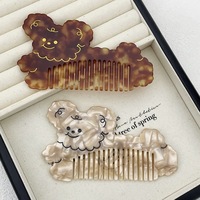 Peigne lissant portable en acétate de 12 cm, anti-statique, pour poils de chien, motif dessin animé mignon, épais, pour usage domestique, vente en gros
