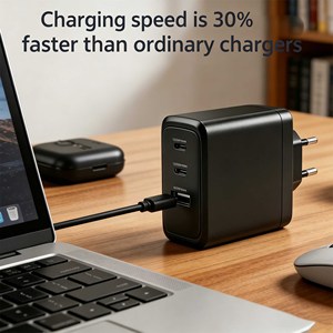 100W GaN Wall Charger 3-Port (2C+1A) PD Fast Charger Compact Travel Power <b>Adapter</b> for Laptop Phone - Product Image 5