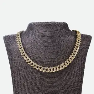 Gioielli di moda glassati da 10mm placcato in oro Hip Hop uomo donna zircone Miami collana a maglie cubane