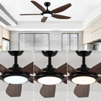 Ventilateur de plafond LED à 5 pales de 52 pouces avec lumière, moteur DC, télécommande, ventilateur de plafond décoratif moderne avec lampe