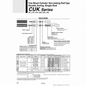 Cilindro de montaje libre SMC Pneumatics, piezas neumáticas - Product Image 1
