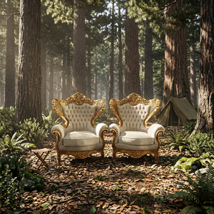 Ensemble de canapés et fauteuils sectionnels convertibles en bois de teck massif, style traditionnel, avec 2 élégants fauteuils rembourrés pour salon d'appartement - Product Image 3