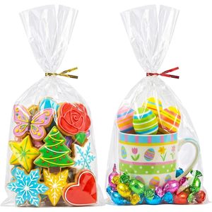 Bolsas de Celofán para Regalos, 7x13 Pulgadas, Bolsas Transparentes de Plástico para Fiestas con Cierres de Alambre, 200 Unidades - Product Image 1