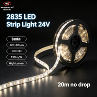 Lampu Strip LED 2835 120leds/m DC24V  Lumen Tinggi Lampu Pita LED Fleksibel 20m Tanpa Kedip Arus Konstan