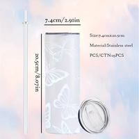 RTS Livraison gratuite 20oz gobelets blancs droits sublimation gobelets en acier inoxydable gobelets isolés à double paroi avec paille