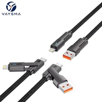 Câble de charge rapide rotatif 4-en-1 en alliage de zinc tressé 100W, 1,2 m, 2-en-2, cordon de données multi-interface pour iPhone, Android, ordinateur portable
