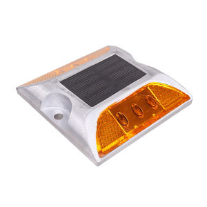 Солнечный светодиодный дорожный маркер-отражатель со стальной конструкцией для безопасности на автомагистралях, подъездных путях и уличных дорожных участках, а также для предупреждения о дорожных опасностях - Product Image 1