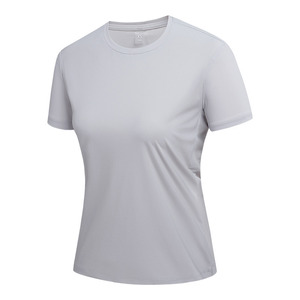 Women's Cooling T-Shirt Misty Gray Nylon Short Sleeve Round Neck Leisure Wear - Product Image 1