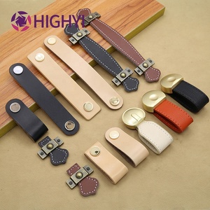 Highyi Cổ Điển Cửa Tủ Ngăn Kéo Da Xử Lý Đồ Nội Thất Phần Cứng Pira Túi Xách Xử Lý Nâu Đen Da Xử Lý - Product Image 2