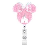 Porte-badge télescopique en acrylique Mickey Mouse avec clip rétractable en feutre et boucle à tirage facile, cadeau pour enfants