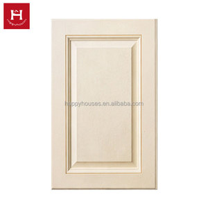 Desain Panel Pintu Kabinet Dapur Kayu Solid Putih Krem Mewah Gaya Prancis Happy Houses untuk Proyek Vila dan Apartemen - Product Image 2