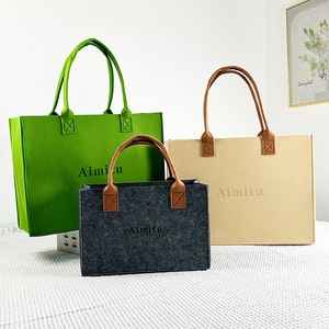 กระเป๋าผ้าสักหลาดสะพายไหล่สีขาวขนาดใหญ่ปรับแต่งสีสันได้ตามต้องการ - Product Image 1