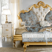 Haute qualité luxe français Antique sculpté à la main en bois massif moderne lit king size chambre élégant velours king cadre de lit de luxe